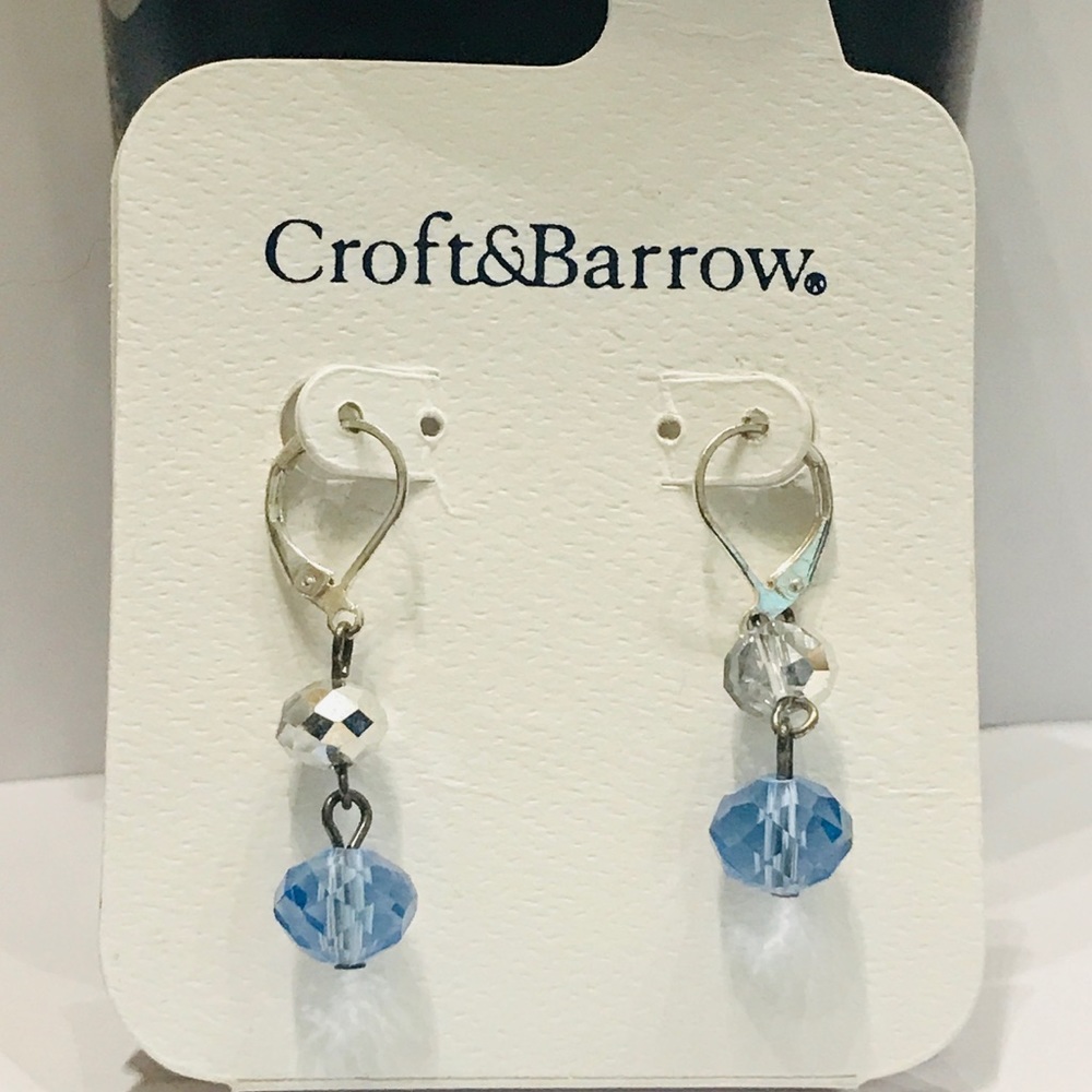 🆕 Croft & Barrow Blue and Silver Beaded Earrings